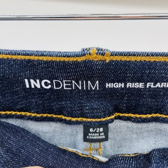 INC International Concepts Womens 6/28 High Rise Flare Leg Jeans in Dark Indigo - Picture 9 of 10